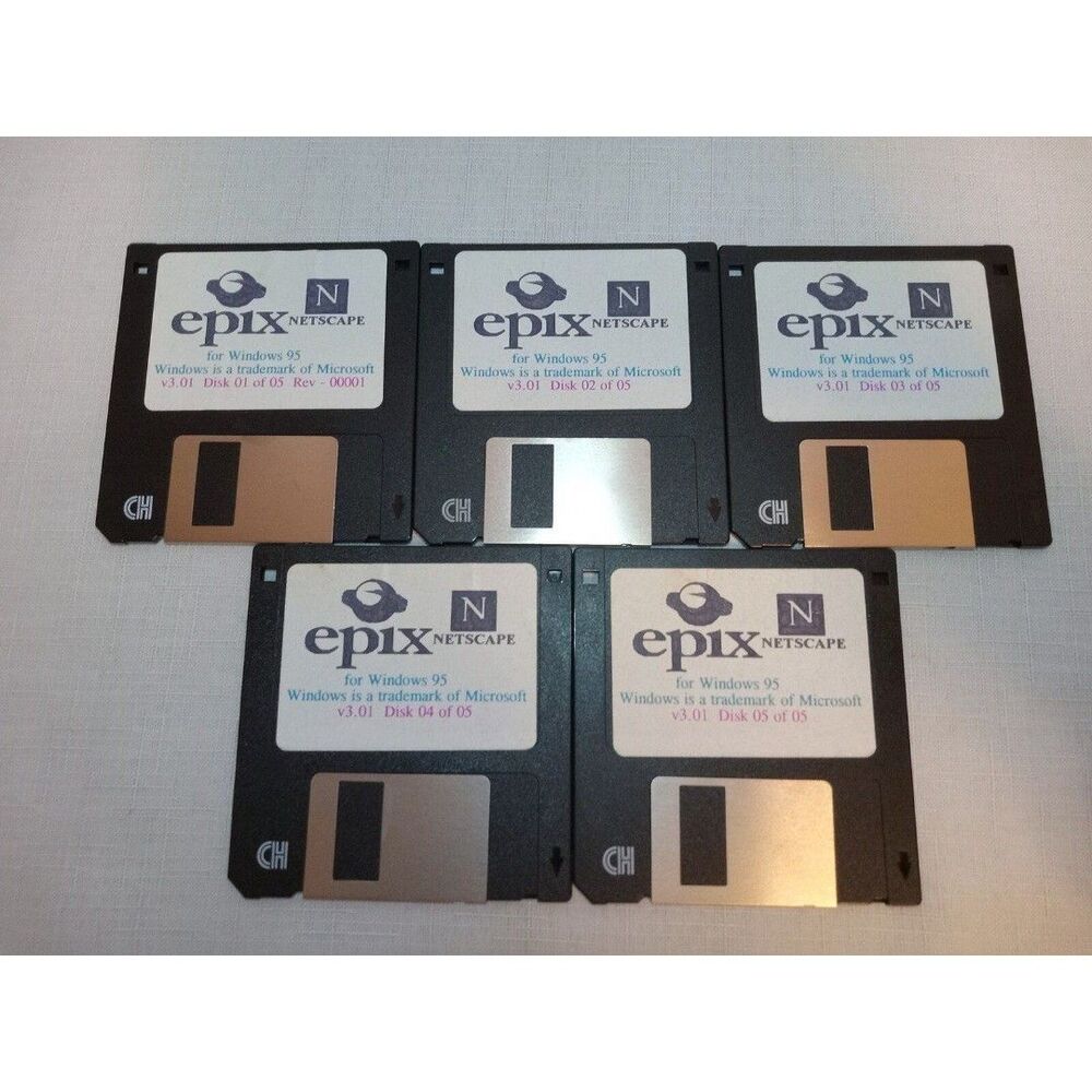 Epix Netscape Navigator for Windows 95 v3.01 Disks 1-5 3.5" Floppy Discs